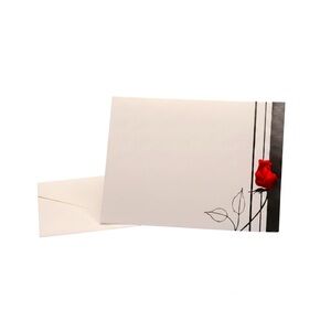 Black-tie wedding white w/red rose foil artco elegant fine paper announcements